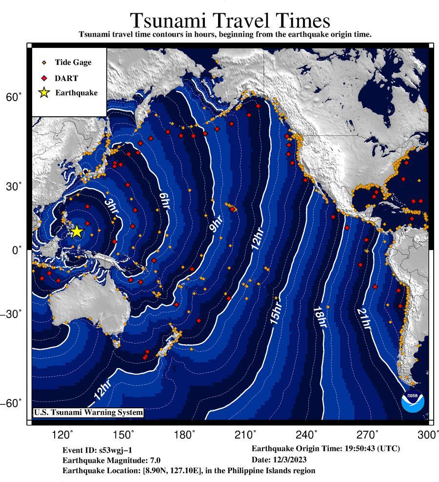Tsunami Travel Time Map